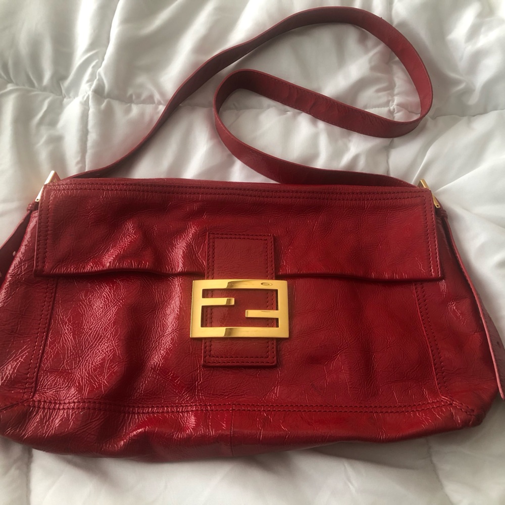 Fendi Red Patent Leather Messenger
